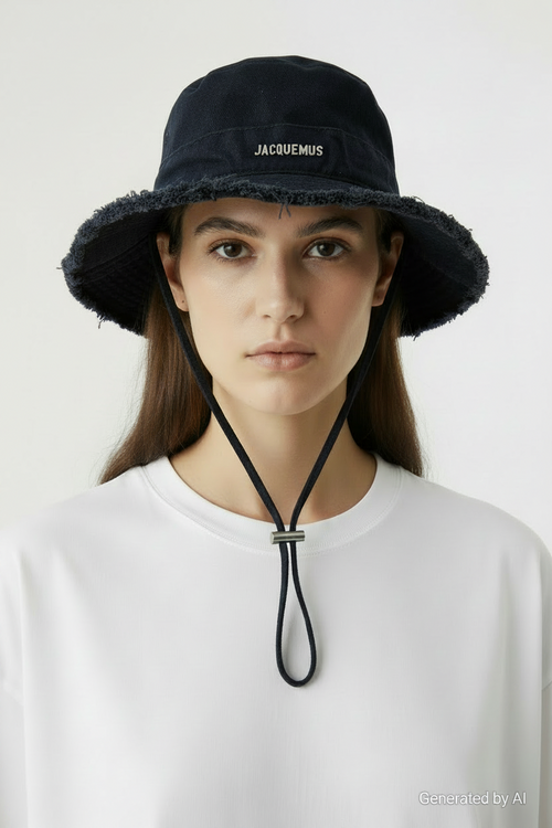 Bob Artichaud Jacquemus noir T58 — bords effilochés cordons ajustables — recto seconde main luxe — Epok Label
