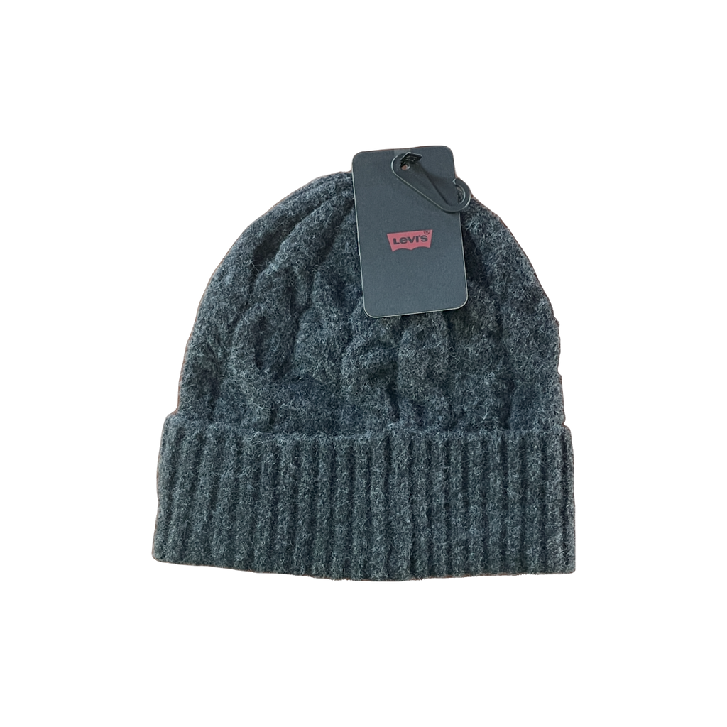 Bonnet Levi's grosse maille gris taille unique – vue de dos avec étiquette