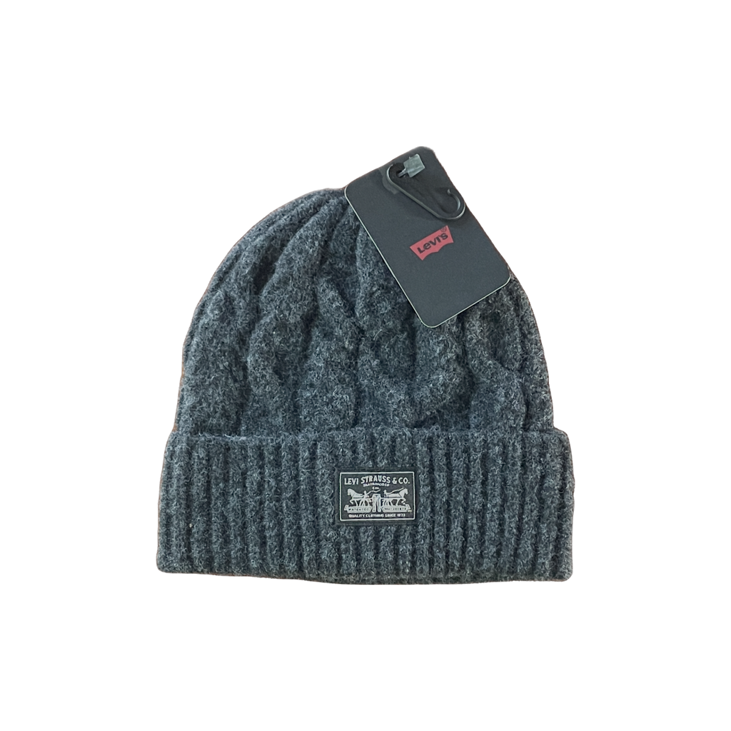 Bonnet Levi's grosse maille gris taille unique – vue de face avec étiquette