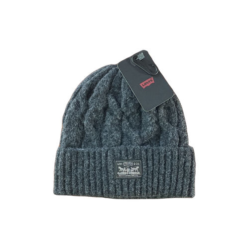 Bonnet Levi's grosse maille gris taille unique – vue de face avec étiquette