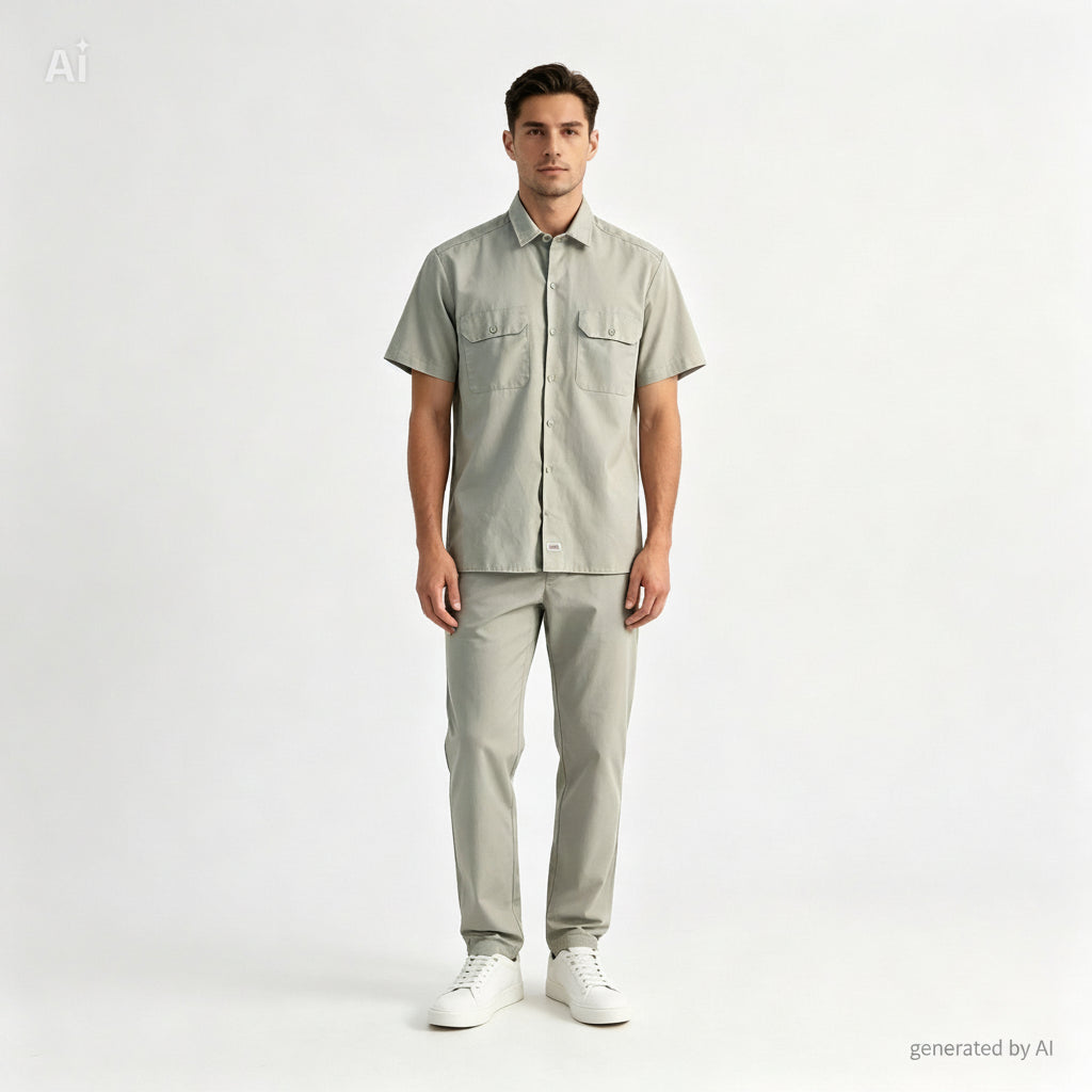 Chemise Dickies beige - vue de face sur mannequin