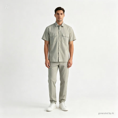 Chemise Dickies beige - vue de face sur mannequin