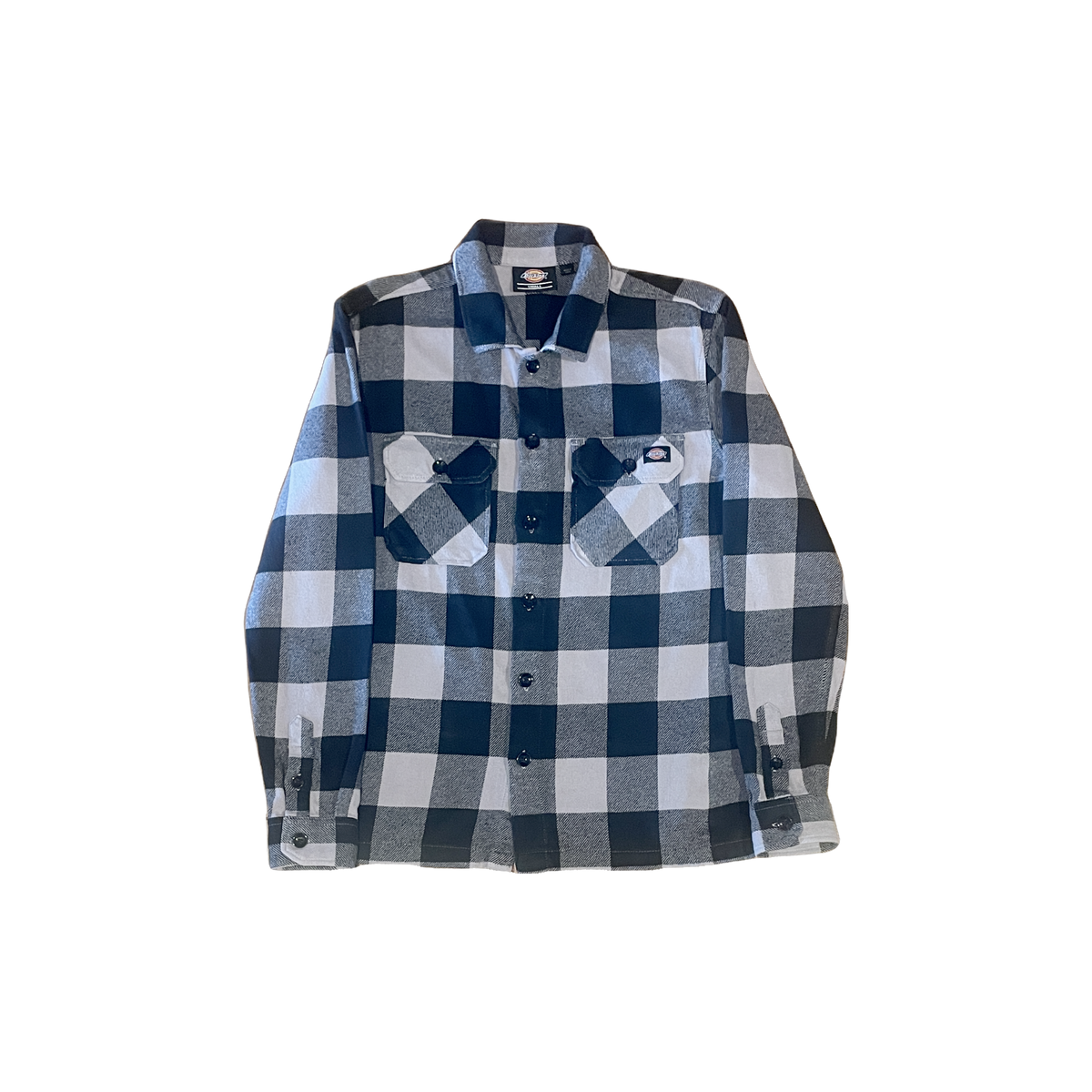 Chemise Dickies à carreaux noir gris taupe S- recto — workwear seconde main vintage — Epok Label