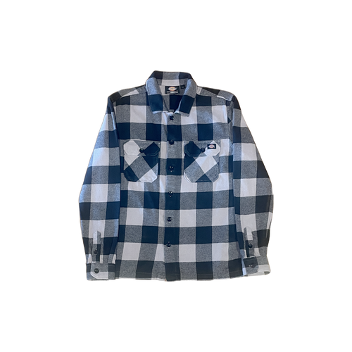 Chemise Dickies à carreaux noir gris taupe S- recto — workwear seconde main vintage — Epok Label