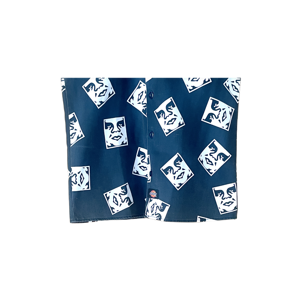 Chemise Dickies x Obey noir gris logo all-over manches courtes (XS) - détail 2