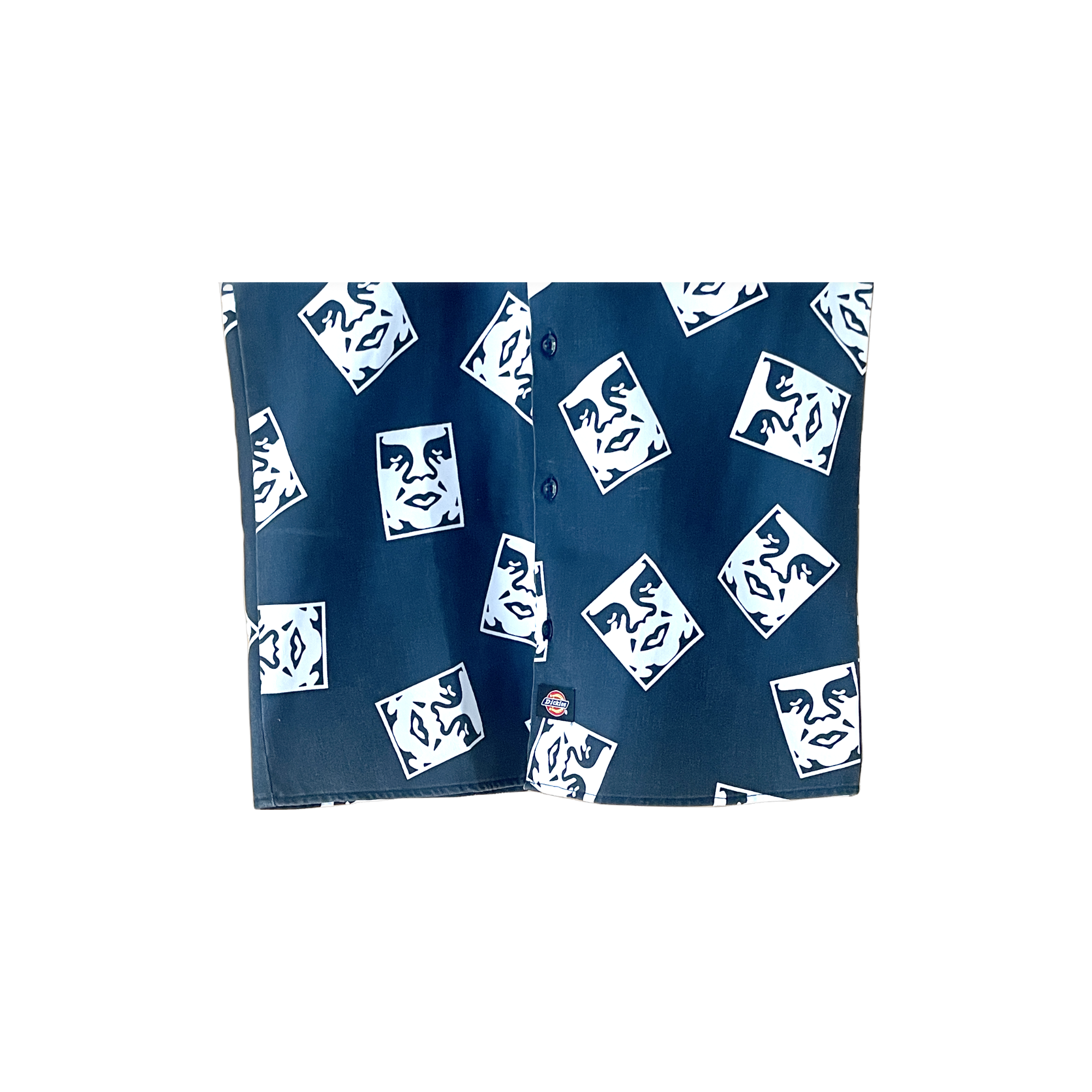 Chemise Dickies x Obey noir gris logo all-over manches courtes (XS) - détail 2