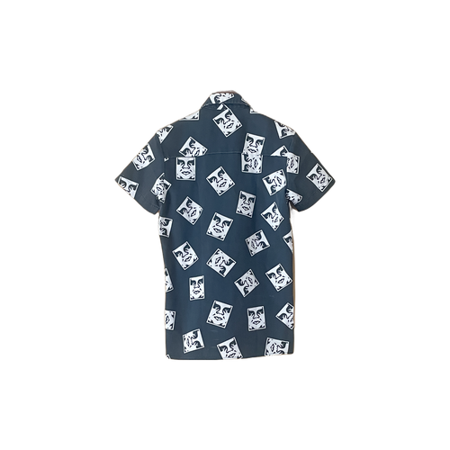 Chemise Dickies x Obey noir gris logo all-over manches courtes (XS) - vue de dos