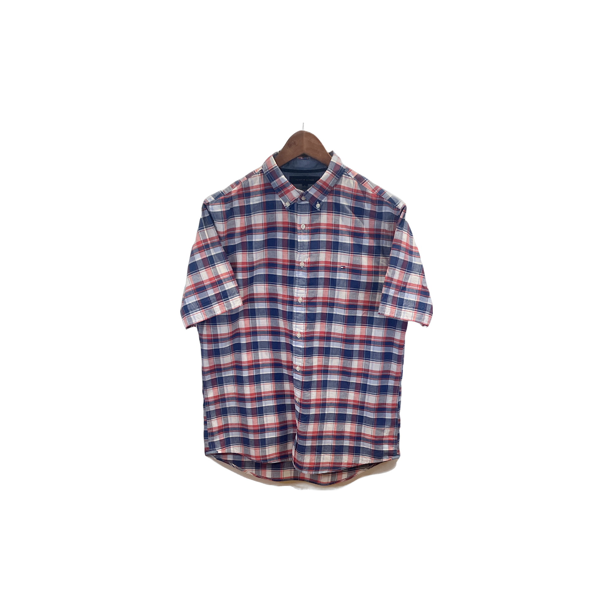 Chemise Tommy Hilfiger à carreaux rouge blanc et bleu - vue de face