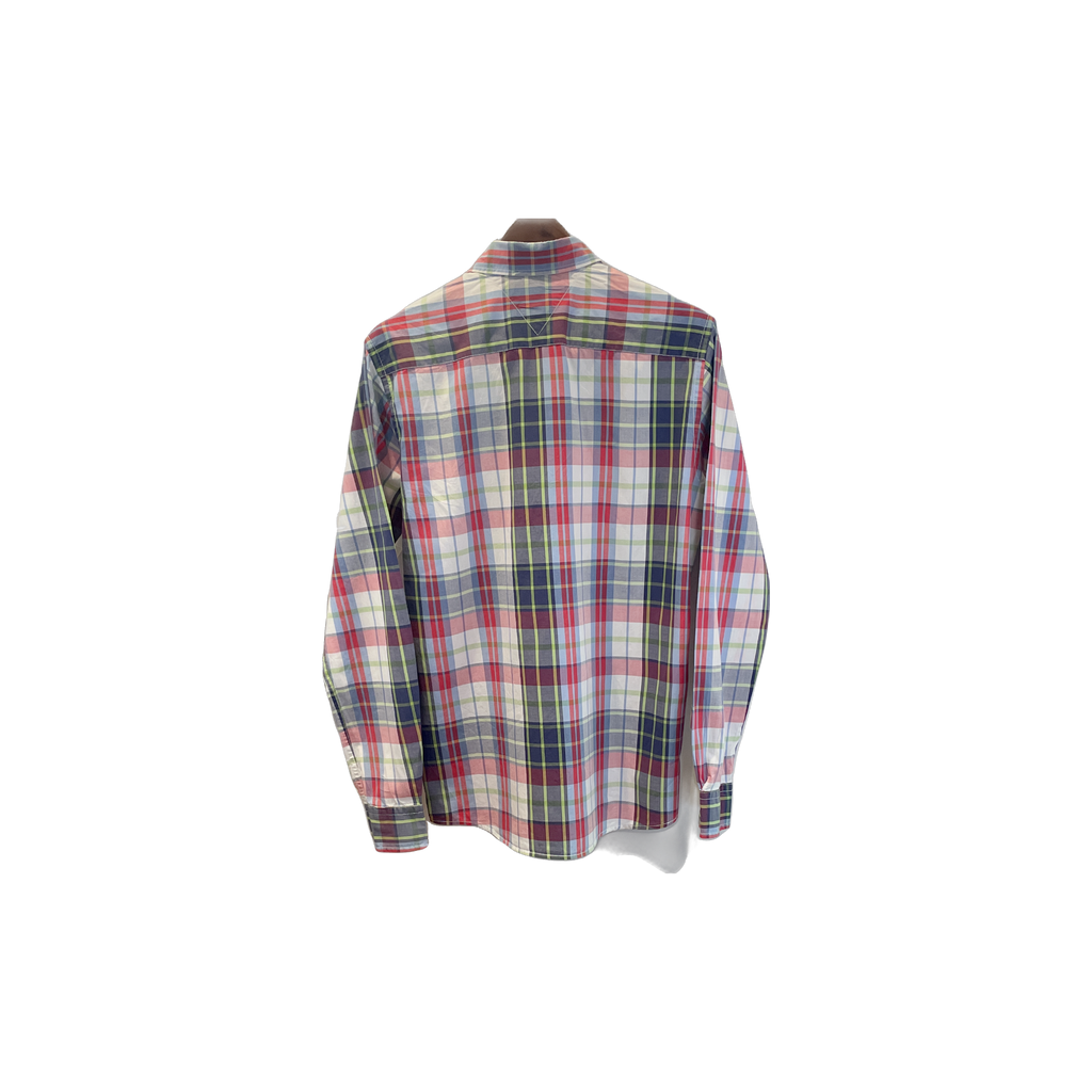 Chemise Tommy Hilfiger homme S dos — grands carreaux blanc rouge bleu foncé vert pomme vintage fit — seconde main parfait état — Epok Label