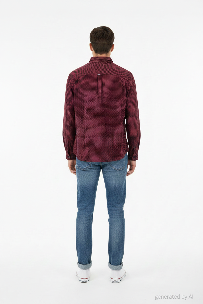 Chemise Tommy Jeans bordeaux carreaux - vue de dos