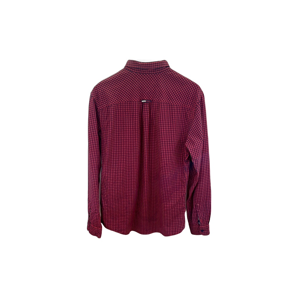 Chemise Tommy Jeans homme L dos— carreaux rouge noir regular fit droite — seconde main parfait état — Epok Label
