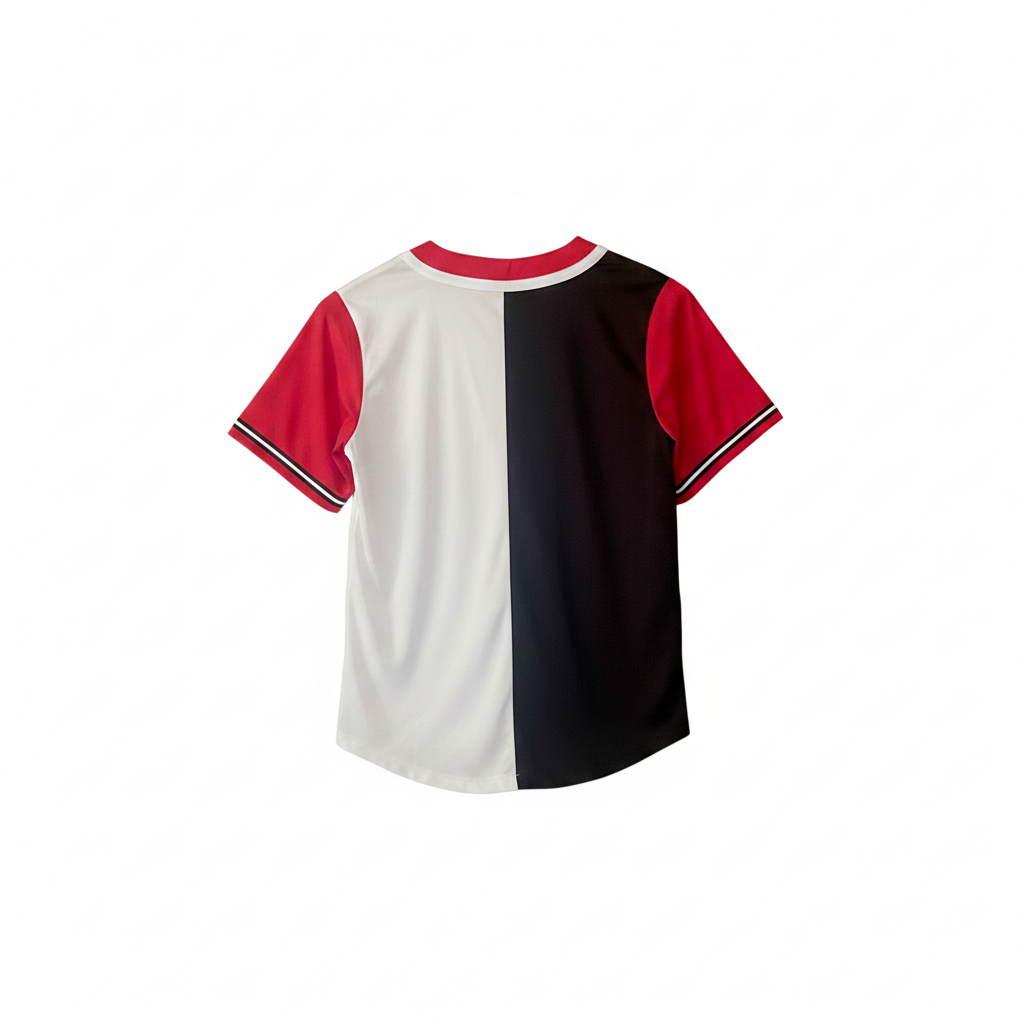 Chemise baseball Karl Kani vintage unisexe XL – colorway noir, rouge et blanc, coupe oversize 90s, parfait état vue de dos