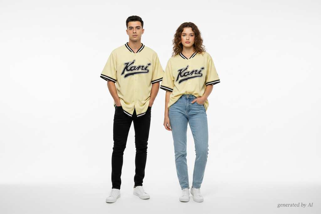 Chemise unisexe Karl Kani jaune vintage seconde main S — Epok Label