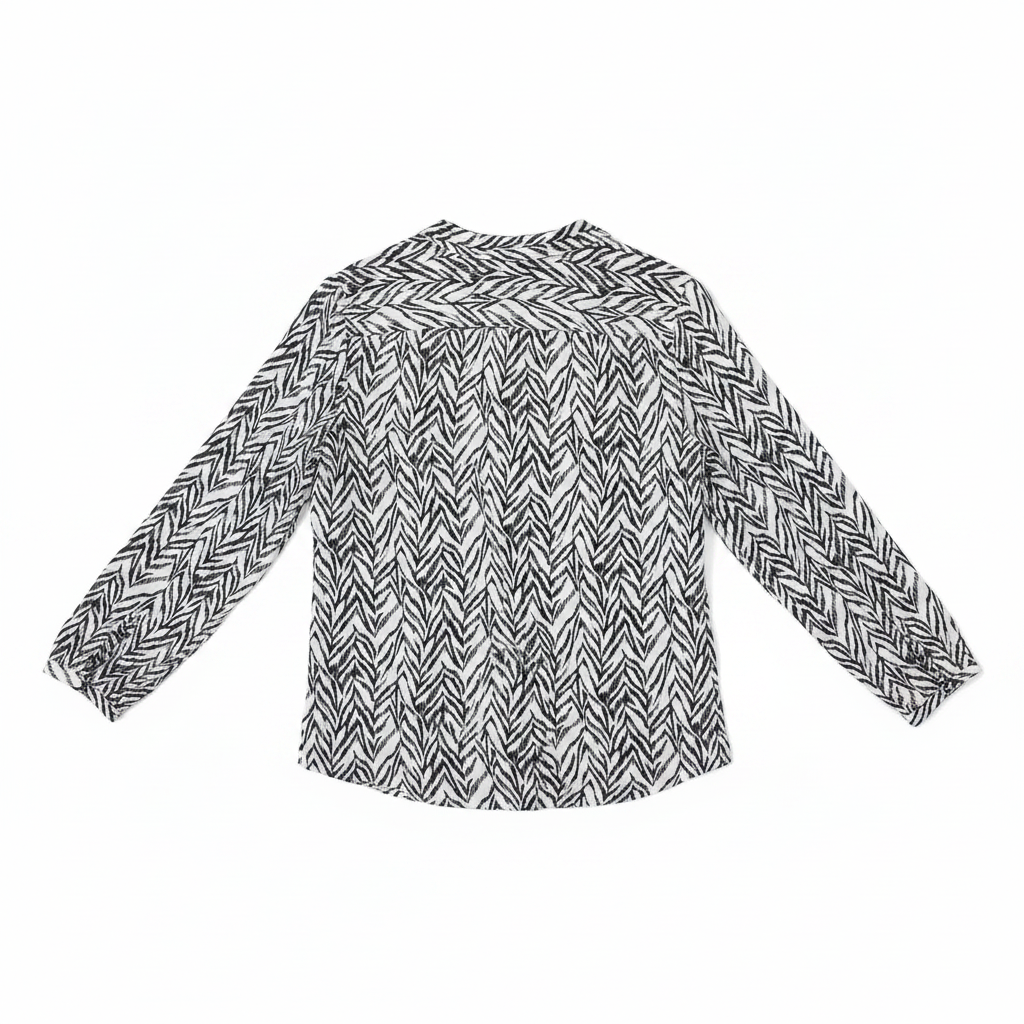 Chemisier Esprit zébré vintage vue de dos détail tissu léger manches longues