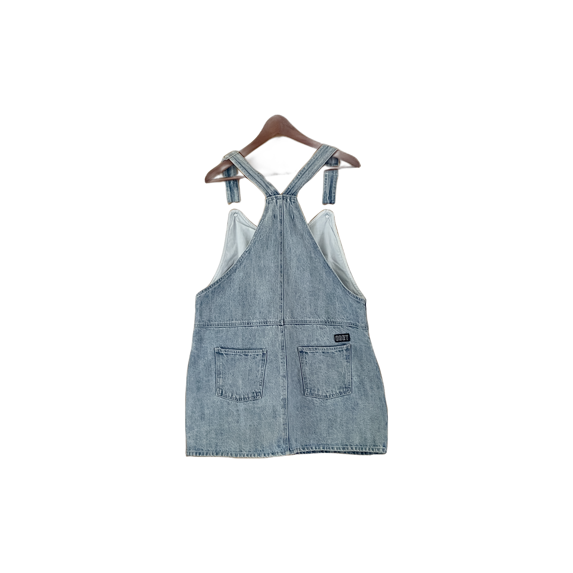 Dos robe salopette Obey denim brut vintage taille L – bretelles ajustables – Epok Label