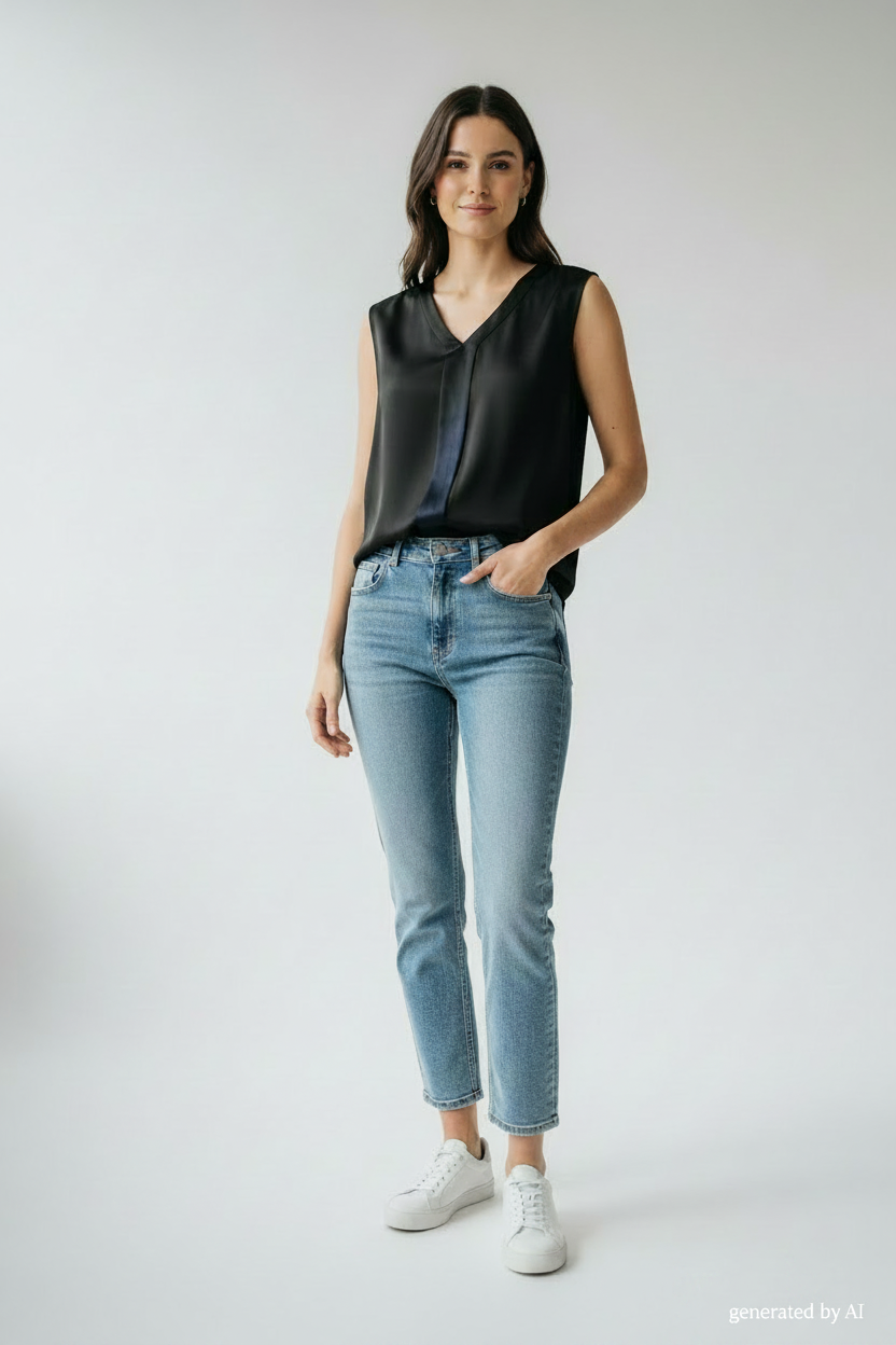 Haut IKKS Woman noir - vue de face sur mannequin
