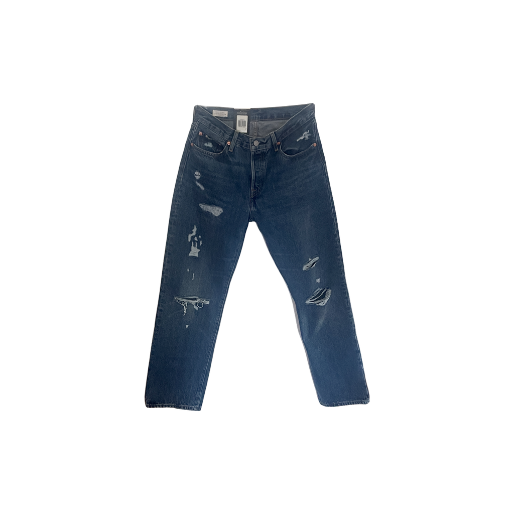 Jean Levi's 501 vintage 90s jambe droite denim indigo - vue de face — Epok Label