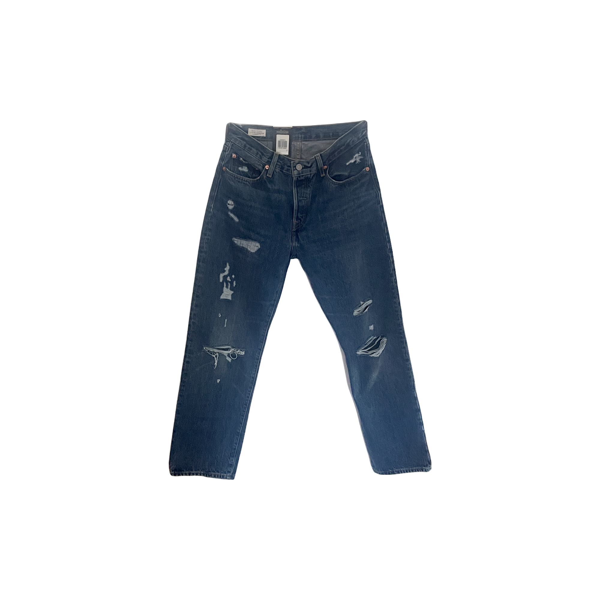 Jean Levi's 501 vintage 90s jambe droite denim indigo - vue de face — Epok Label