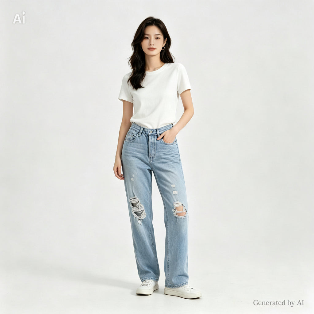 Jean 501 bleu clair - vue de face sur mannequin