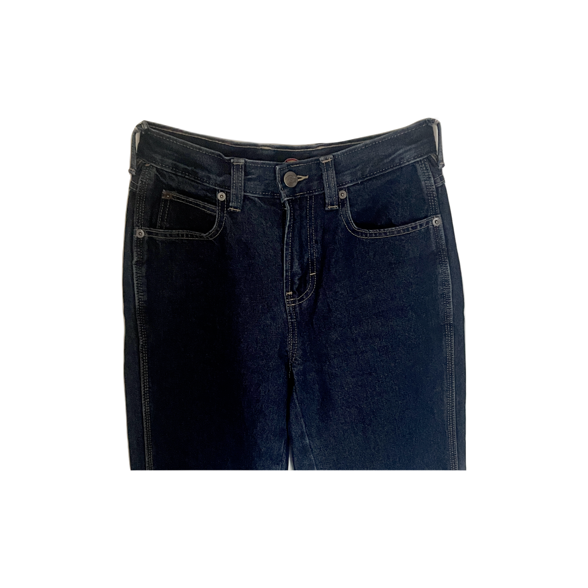 Jean Dickies brut W25 – détail denim non traité et coutures