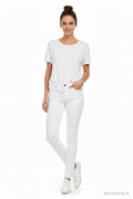 Jean Guess Starlet Skinny blanc - vue de face sur mannequin