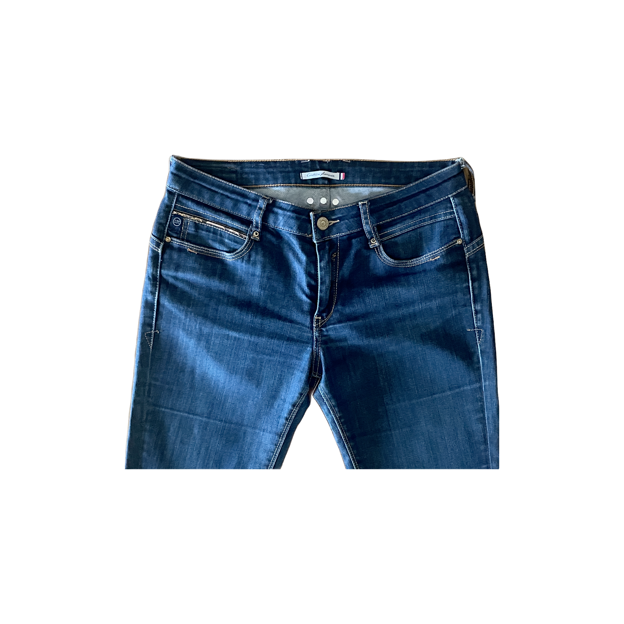 Jean Le Temps des Cerises W28 détail poches avant liseré écaille bouton doré
