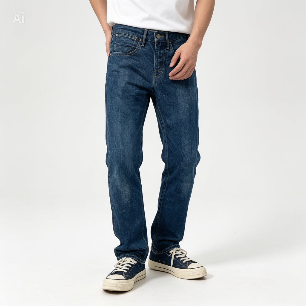 Jean Levi Strauss & Co bleu - vue de face sur mannequin