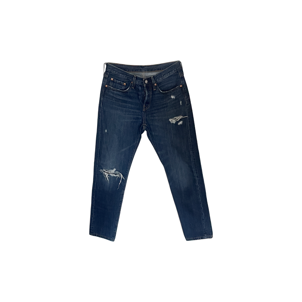 Jean Levi's 501 T femme W26 L28 – vue face, denim bleu brut vintage