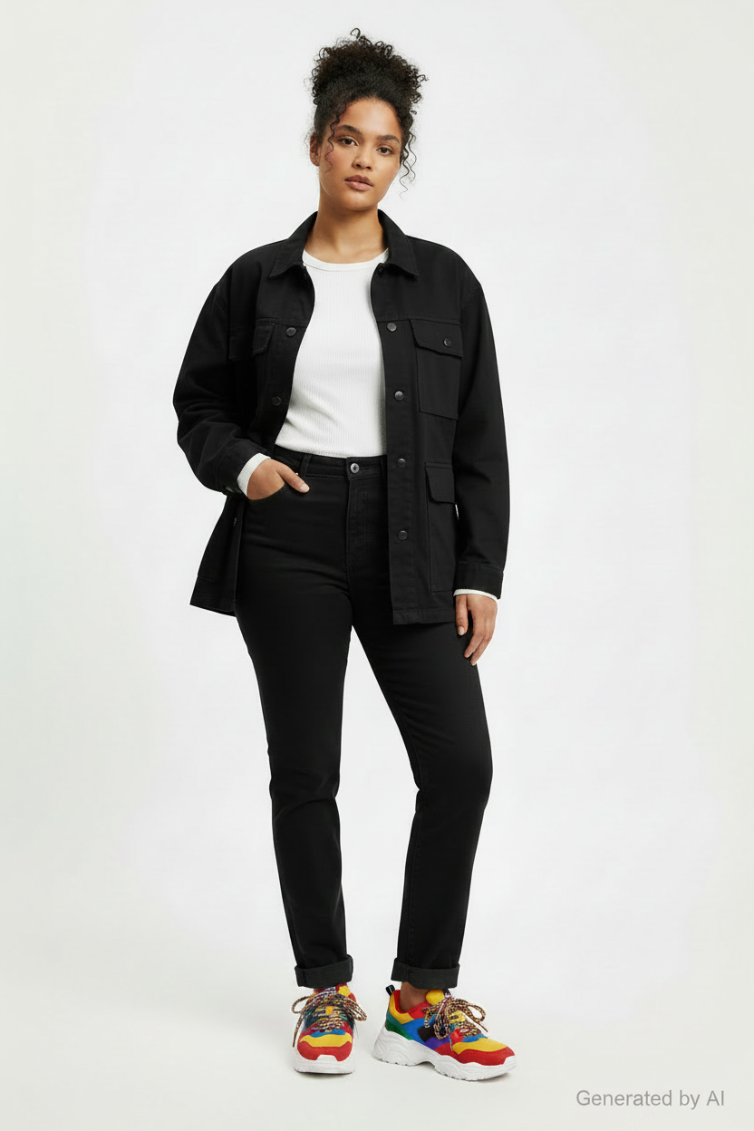 Jean Levi's 501 noir – vue de face sur mannequin - Epok Label