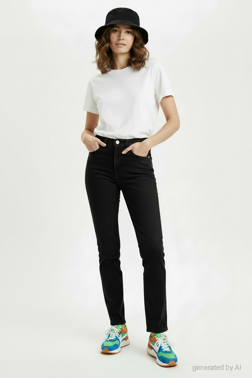 Jean Levi's 501 original noir W24 L30 – vue de face portée