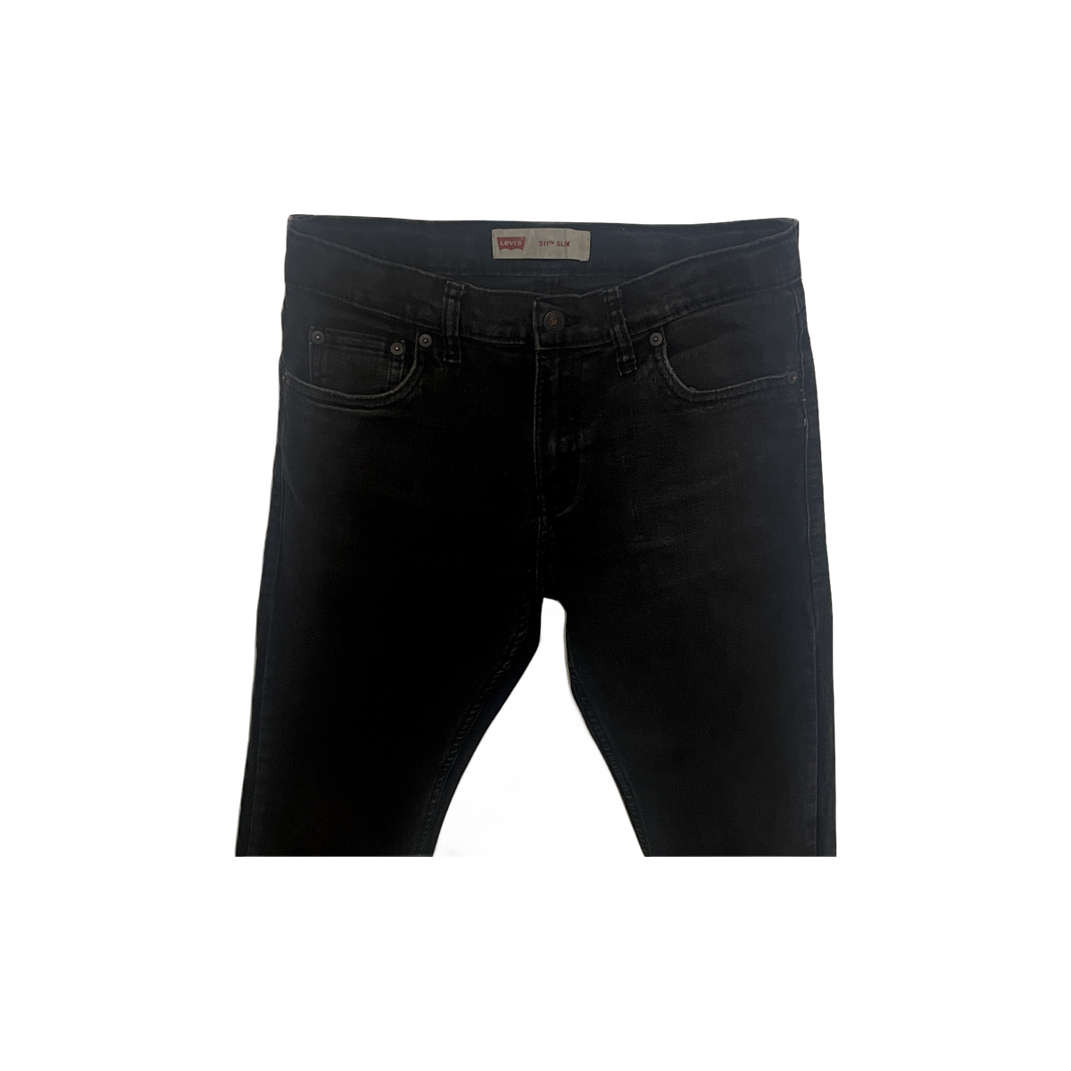 Jean Levi's 511 homme W29 L31 détail face — denim noir slim ajusté stretch — seconde main très bon état — Epok Label