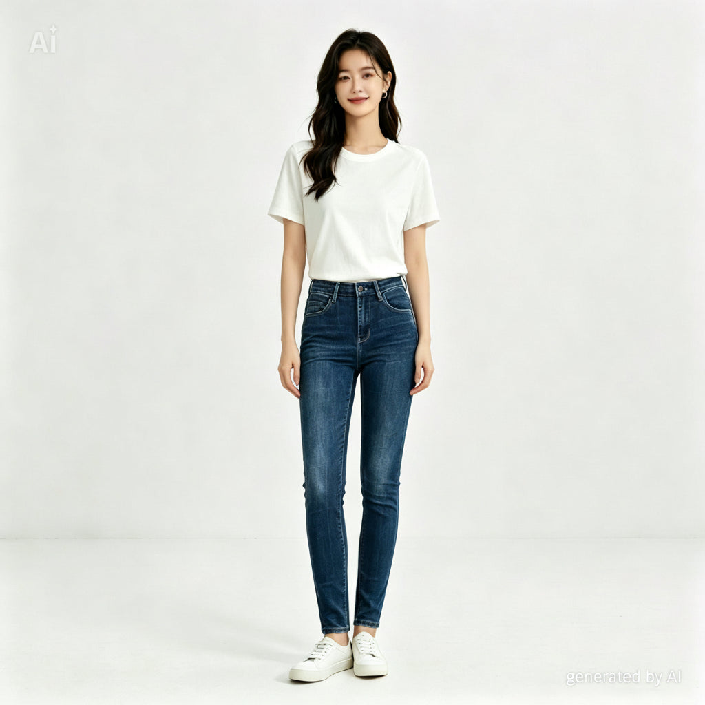 Jean Levi's 720 High Rise Super Skinny W25 L30 – vue face sur mannequin - denim bleu brut