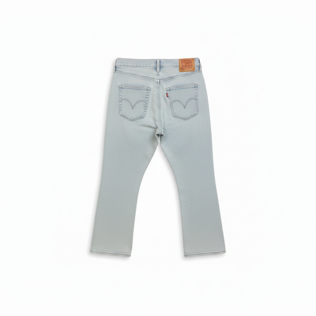 Jean Levi's High Waisted Crop Flare femme W32 L27 dos — taille haute évasée genou crop rétro vintage patine authentique — seconde main — Epok Label