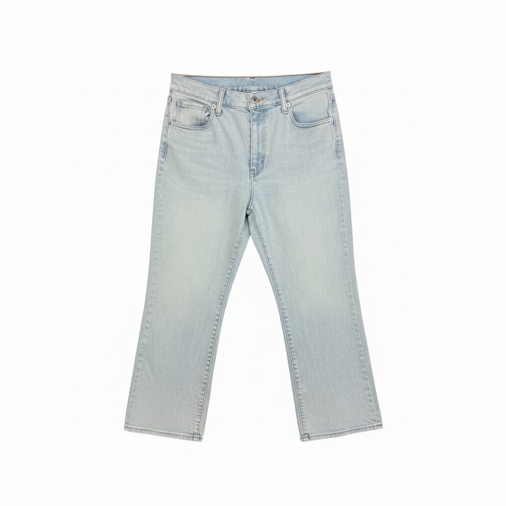 Jean Levi's High Waisted Crop Flare femme W32 L27 face — taille haute évasée genou crop rétro vintage patine authentique — seconde main — Epok Label