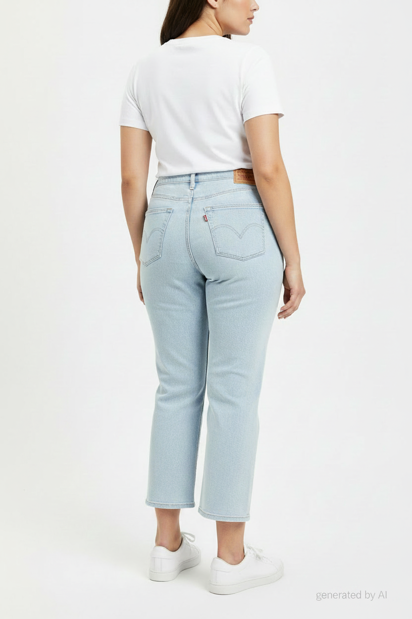 Jean Levi's High Waisted Crop Flare femme W32 L27 verso — taille haute évasée genou crop rétro vintage patine authentique — seconde main — Epok Label
