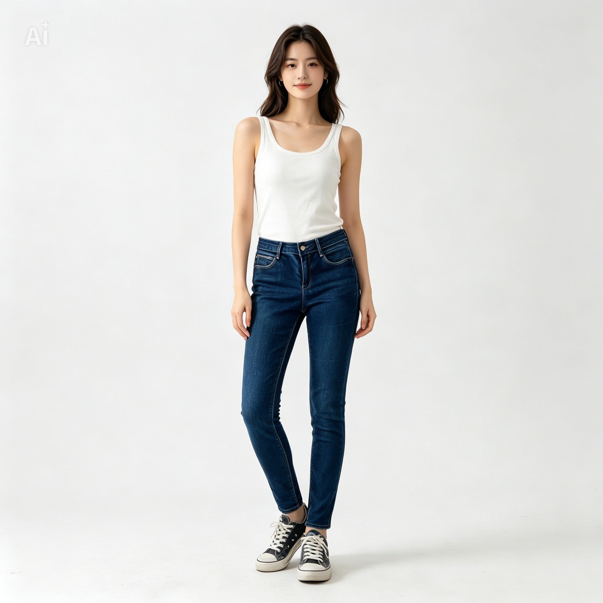 Jean slim Le Temps des Cerises vintage bleu foncé W28 - sur mannequin  Epok Label