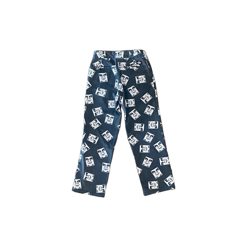 Pantalon Dickies x Obey noir gris logo all-over (W32 L30) - vue de dos