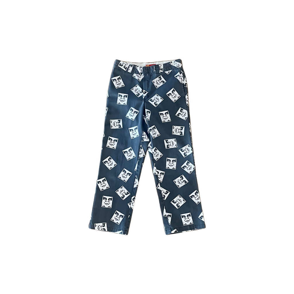 Pantalon Dickies x Obey noir gris logo all-over (W32 L30) - vue de face