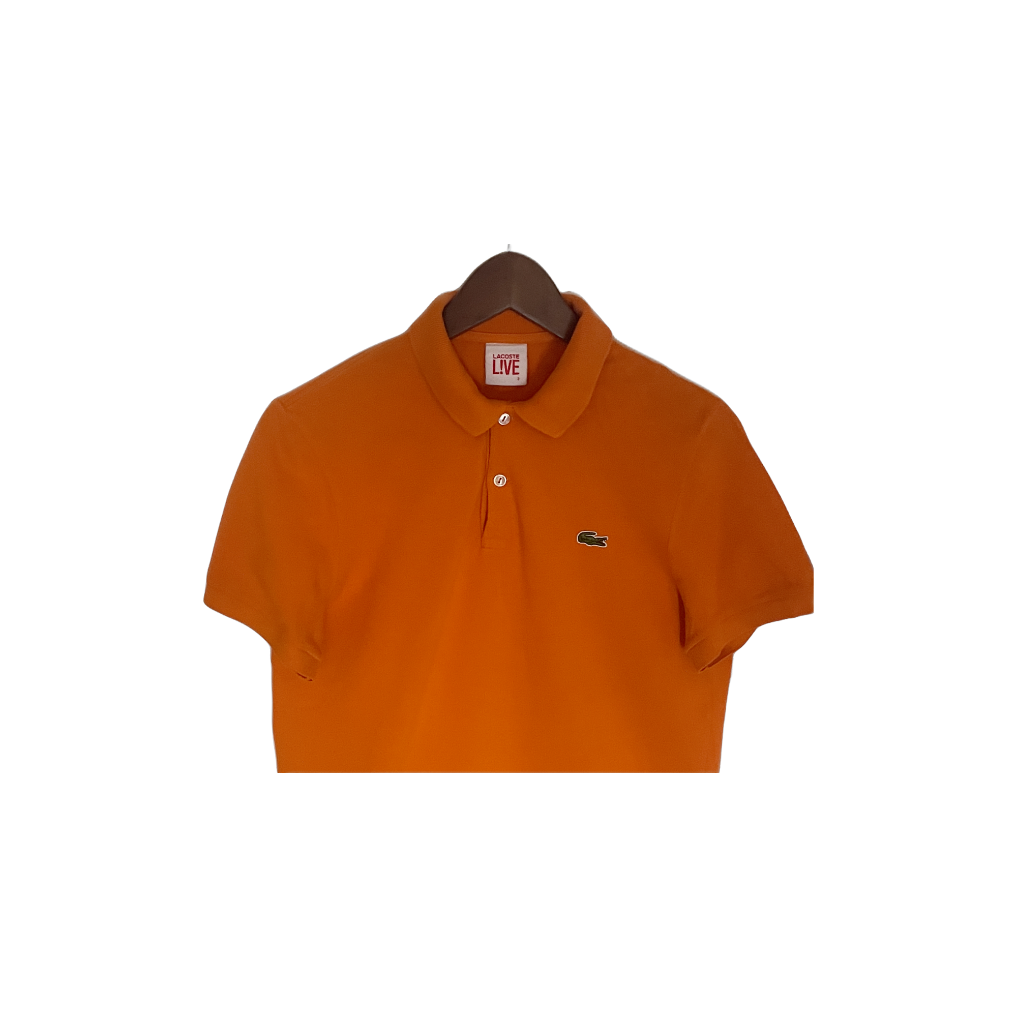 Polo Lacoste Live orange – détail logo crocodile et col