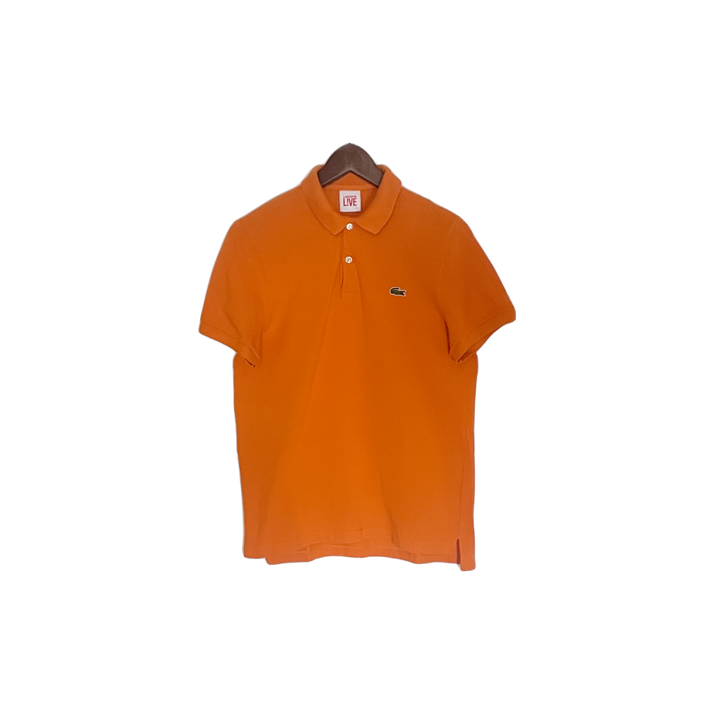 Polo Lacoste Live orange vif taille M – vue face, seconde main parfait état