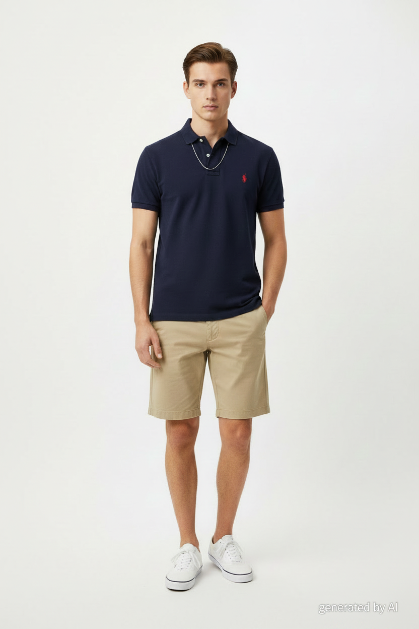 Polo Ralph Lauren bleu marine - vue de face sur mannequin