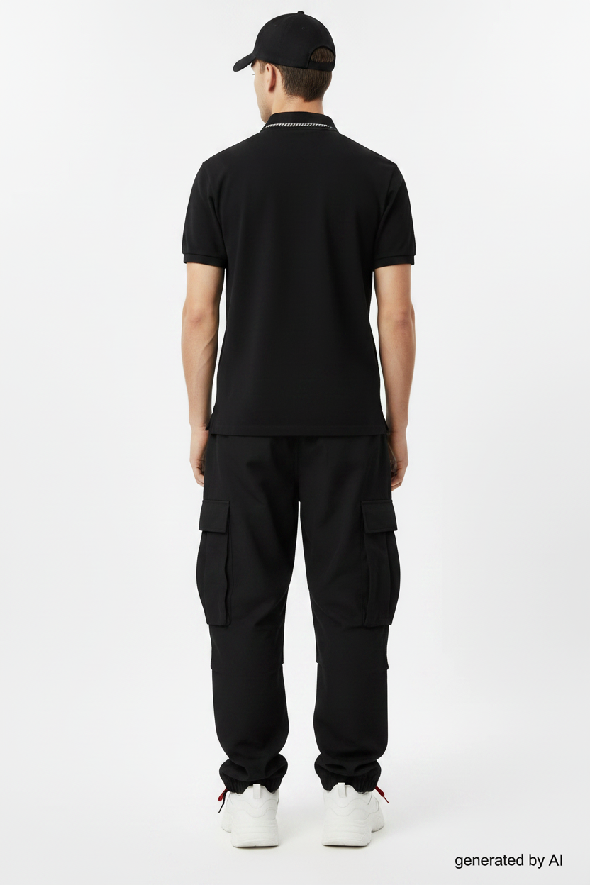 Polo Ralph Lauren noir (XL) - vue de dos sur mannequin