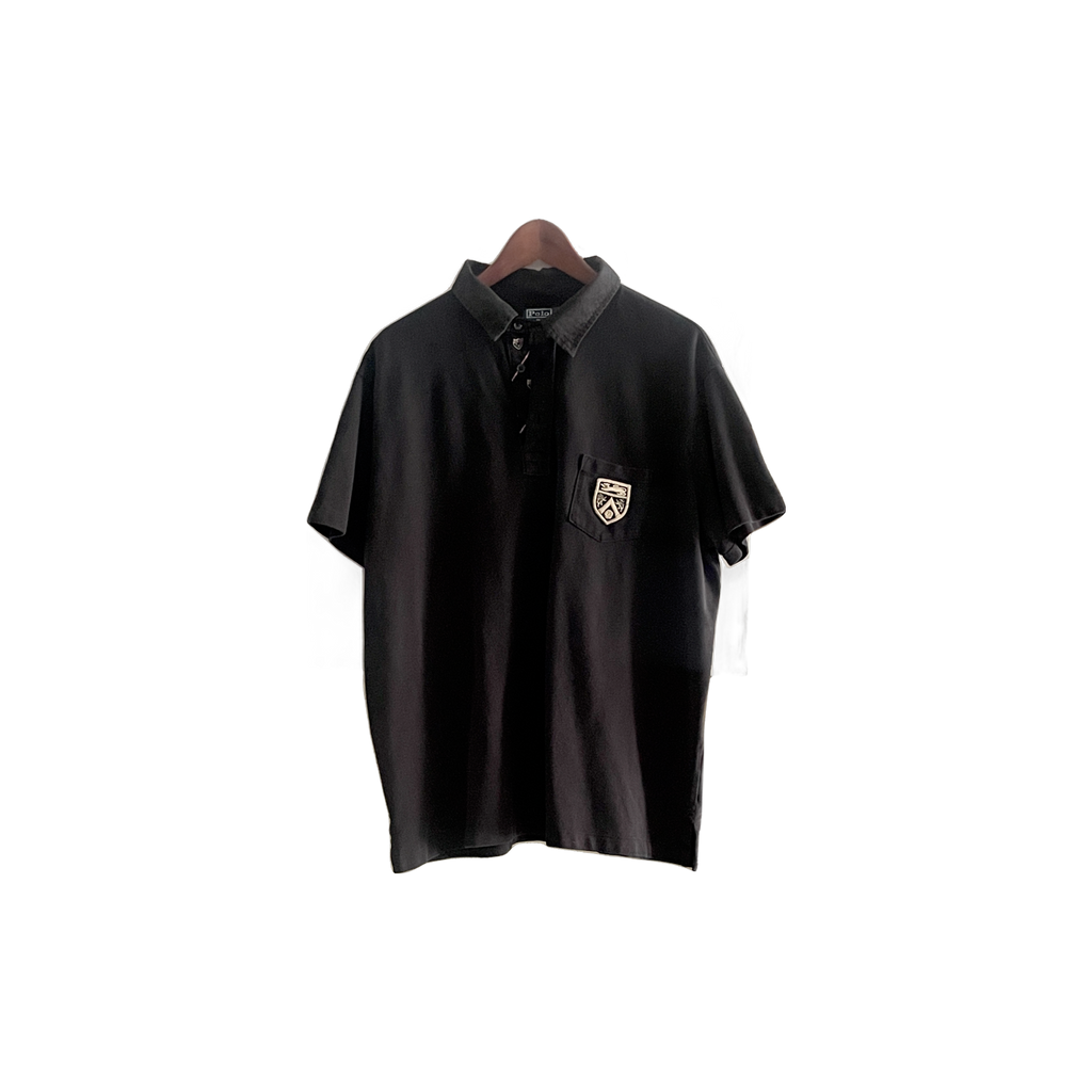 Polo Ralph Lauren noir avec ecusson- vue de face
