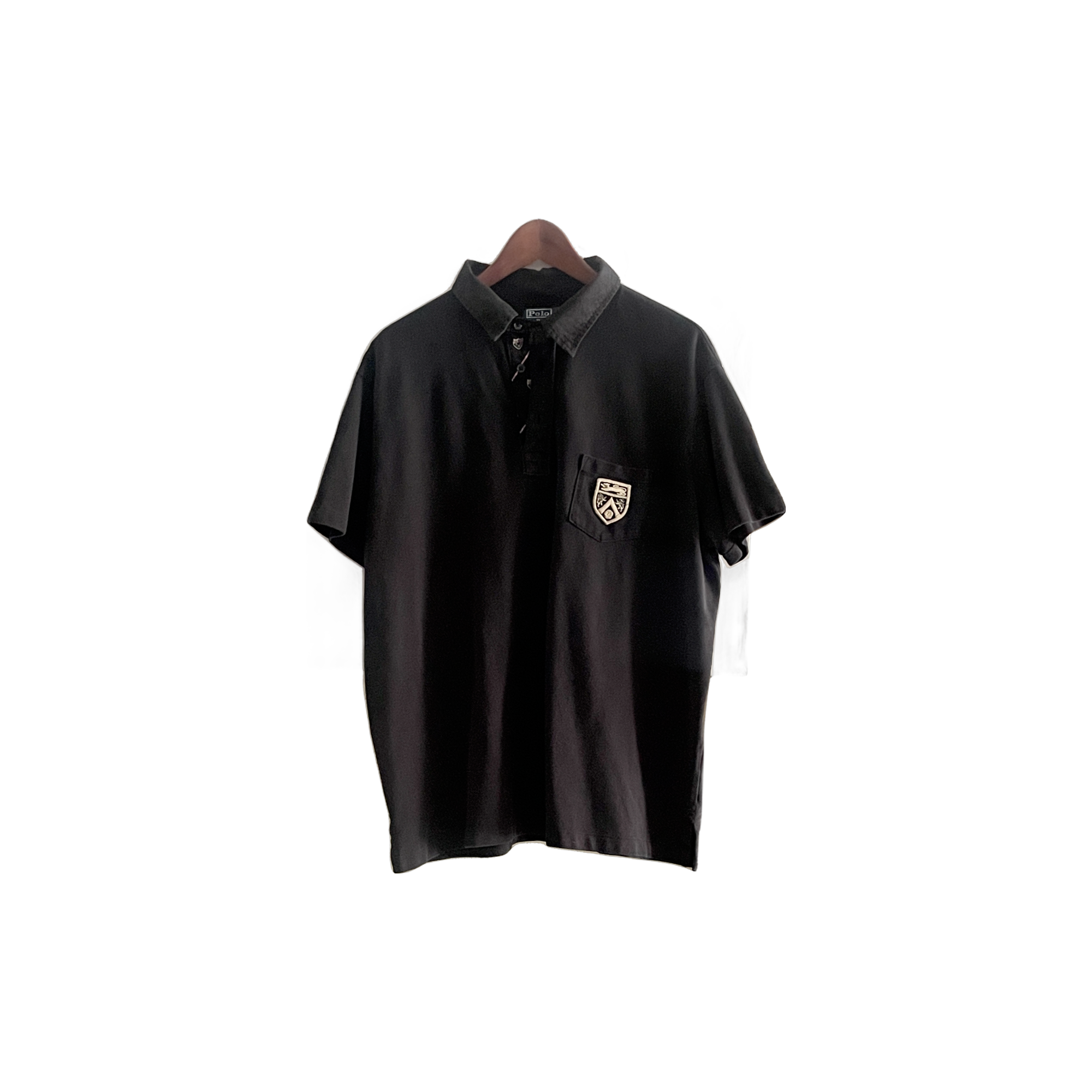 Polo Ralph Lauren noir avec ecusson- vue de face