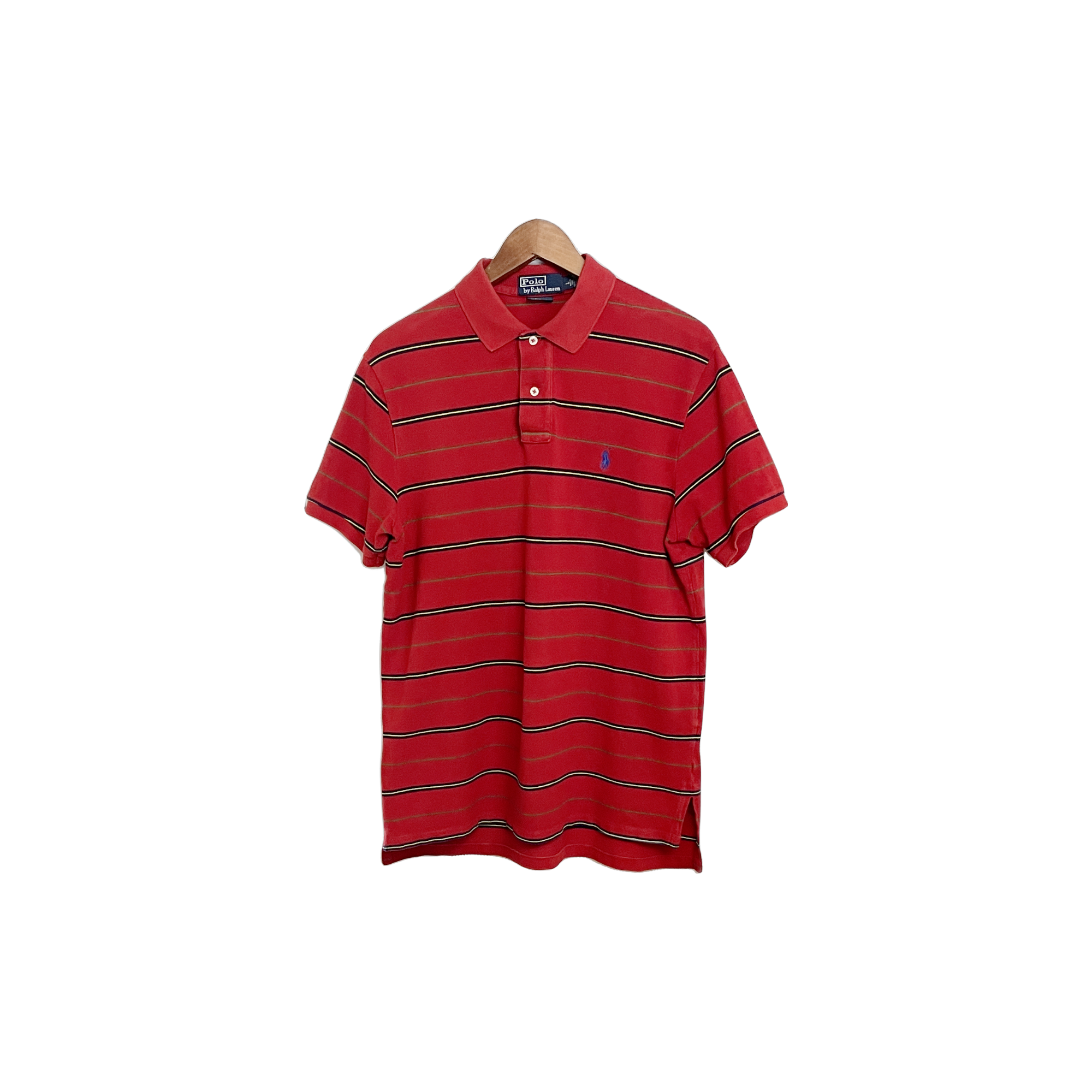 Polo Ralph Lauren rouge à rayures (L) - vue de face