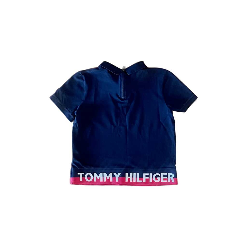 Polo crop Tommy Hilfiger bleu marine femme taille S – vue de dos – Epok Label