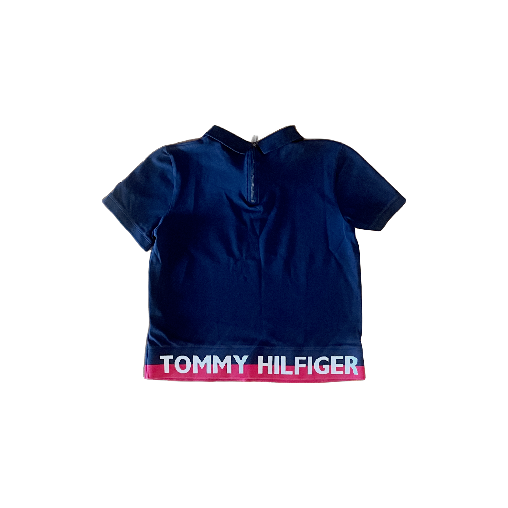 Polo crop Tommy Hilfiger bleu marine femme taille S – vue de dos – Epok Label