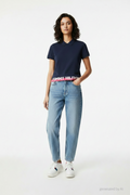 Polo crop Tommy Hilfiger bleu marine femme taille S – vue de face sur mannequin – Epok Label