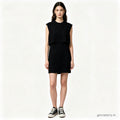 Robe Sandro femme T2 recto — noire sans manches coupe fluide haut ample emmanchures dégagées — seconde main élégante — Epok Label