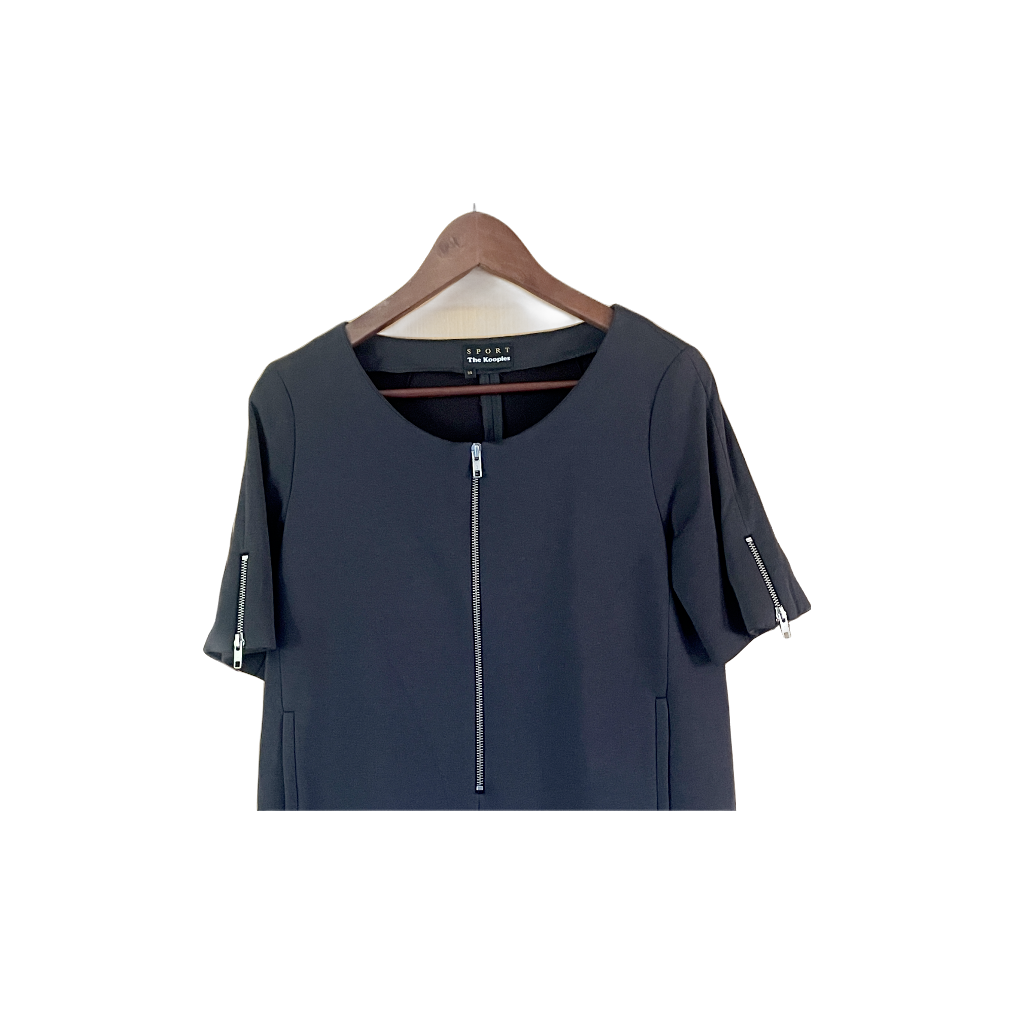 Robe The Kooples Sport noire bimatière détail seconde main T36 — Epok Label